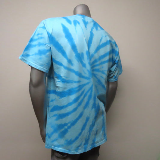 FreshGrass Tee: Blue Tie Dye with Horizontal Logo (Unisex)