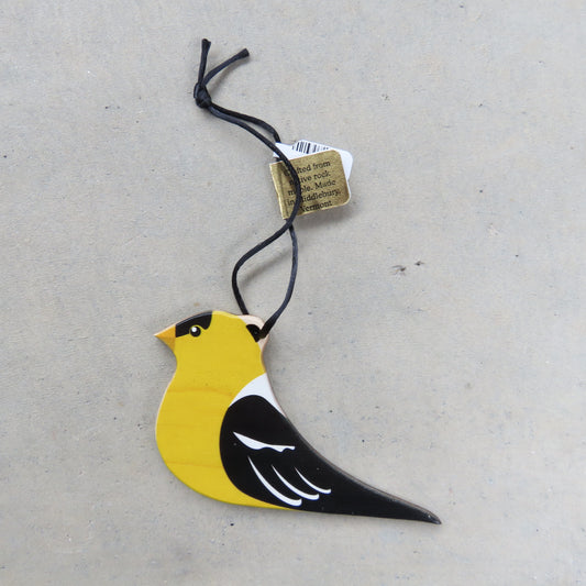 Wooden Holiday Ornament: Goldfinch