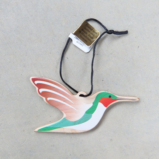 Wooden Holiday Ornament: Hummingbird