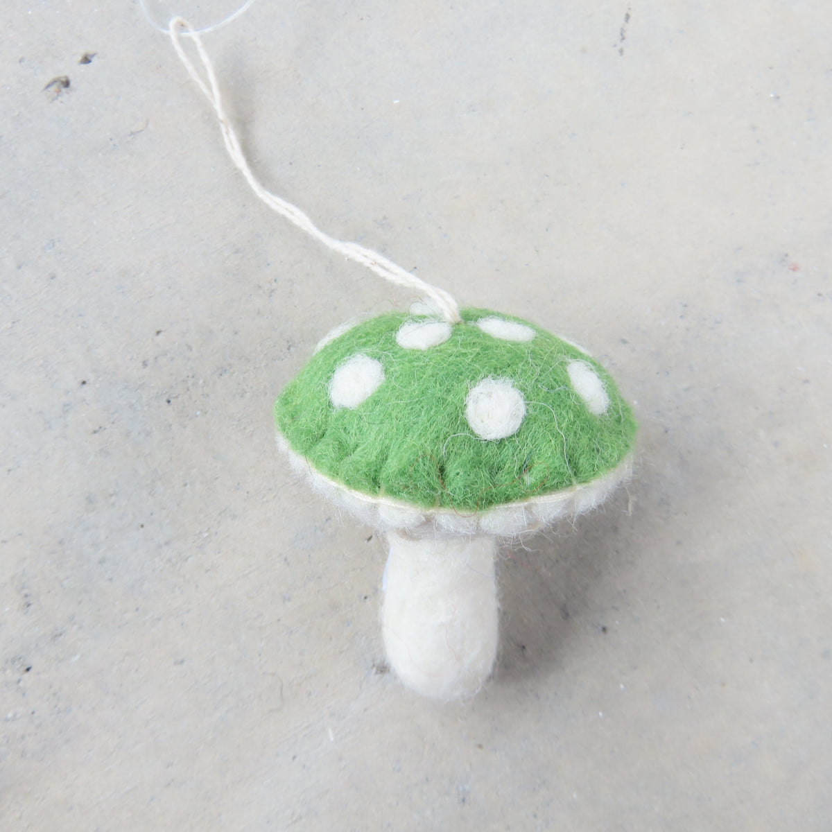 Felt Holiday Ornament: Green Mushroom