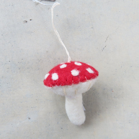 Felt Holiday Ornament: Red Mushroom