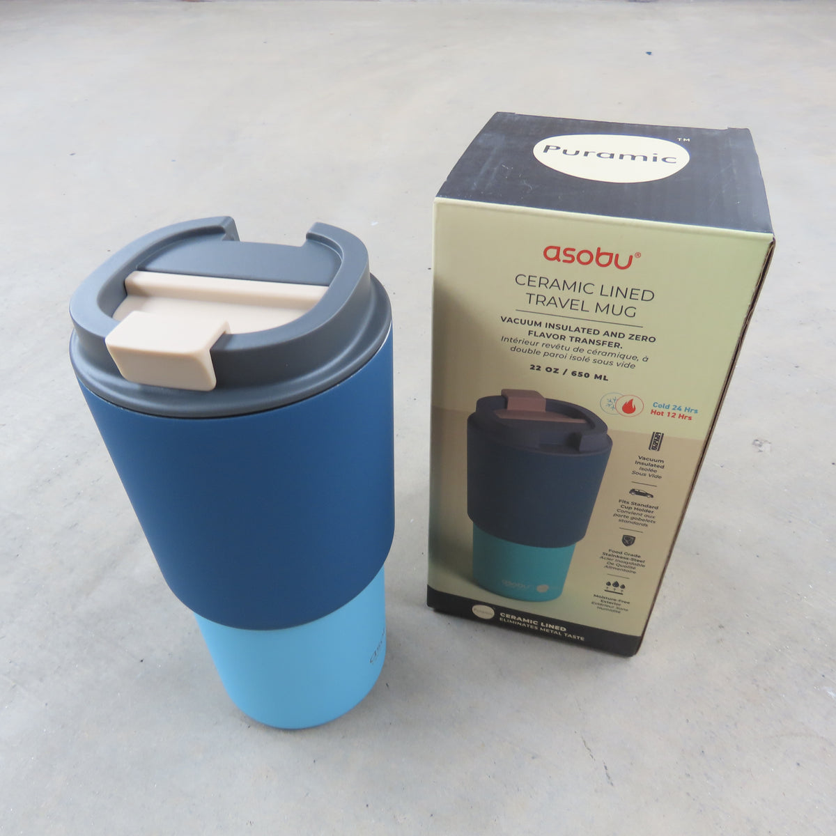 22oz Travel Mug: Pastel Blue Two Tone