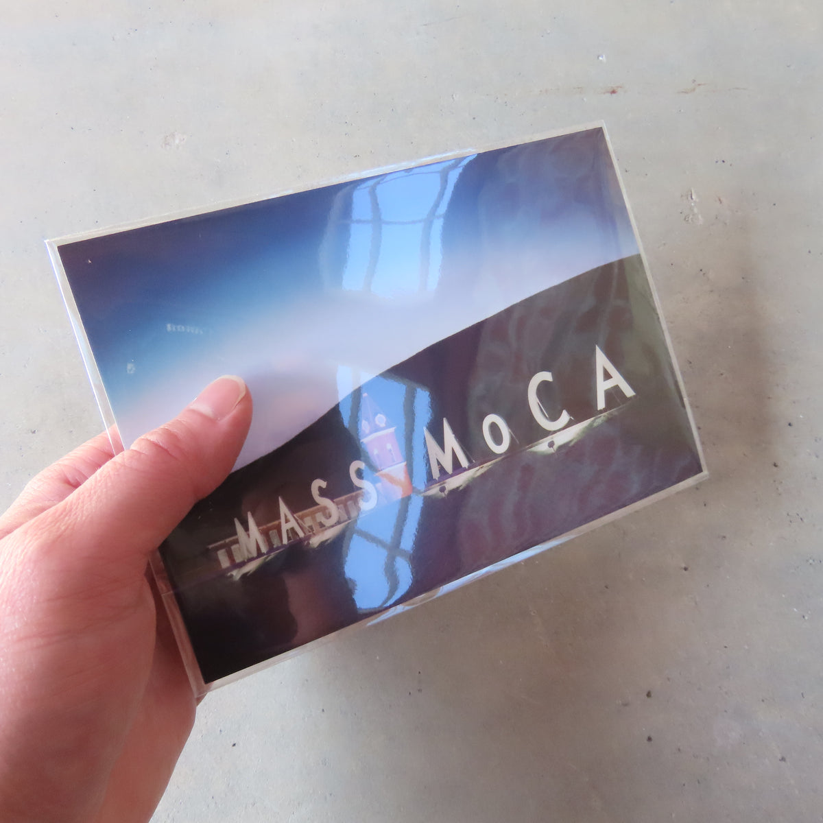 Vintage MASS MoCA Postcard: Roof Sign & Clocktower