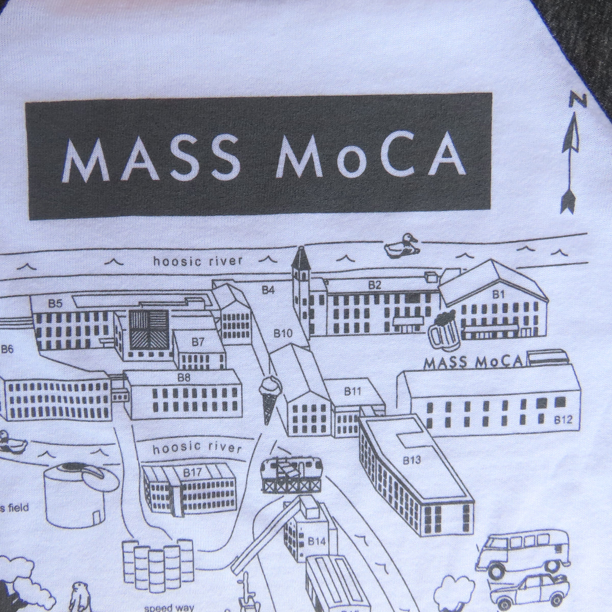 MASS MoCA Museum Map Baseball T-Shirt: Kids