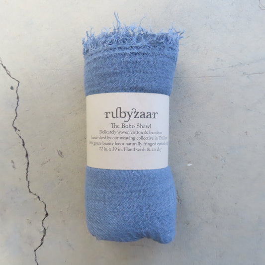 Cotton & Bamboo Gauze Shawl: Denim