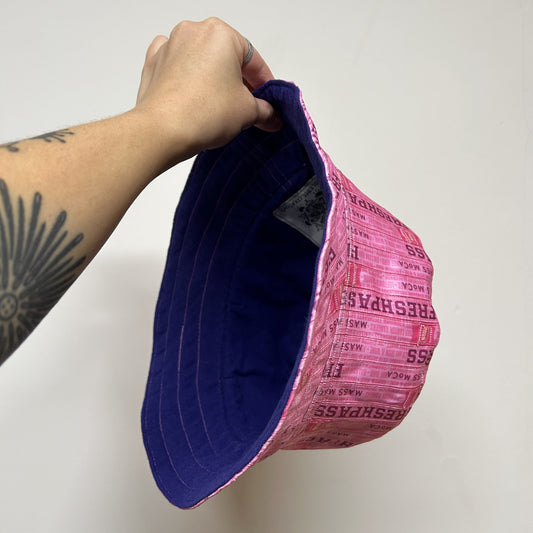 FreshGrass Wristband Bucket Hat: Pink FreshPass w/Purple Lining