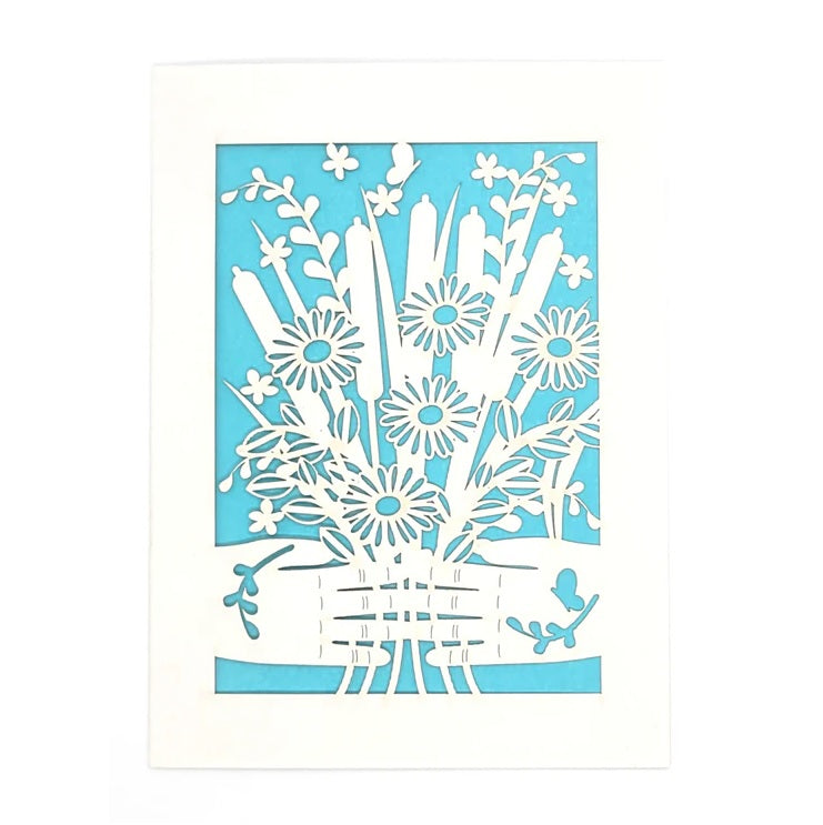 Laser Cut Greeting Card: Hands Holding Flowers