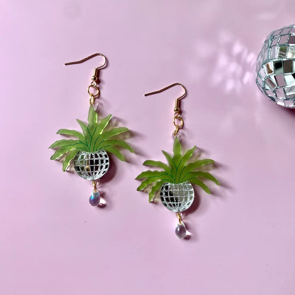 Disco Ball Planters Acrylic Earrings