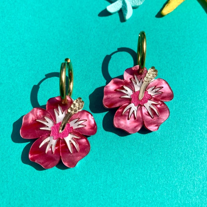 Hibiscus Acrylic Earrings