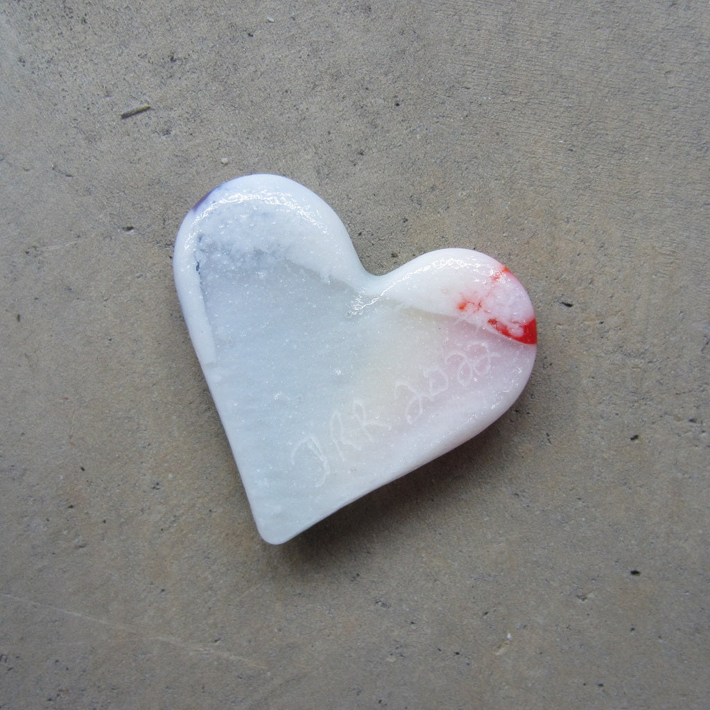 Fused Glass Heart: Rainbow Stripe