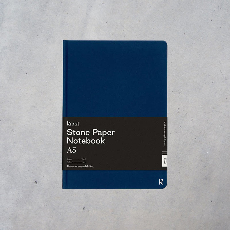 Stone Paper Notebook: A5 Blank Hardcover - Navy