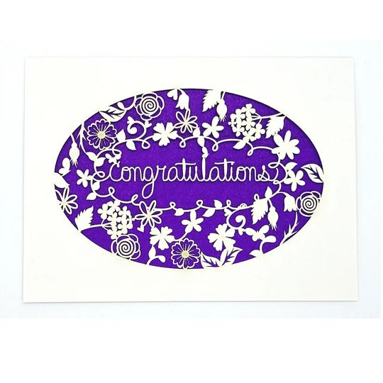 Laser Cut Greeting Card: Congratulations Wreath