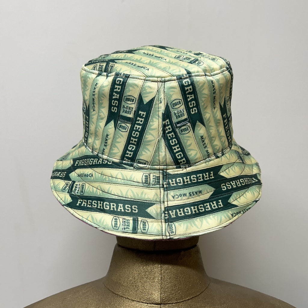 FreshGrass Wristband Bucket Hat: Light Green w/Pink Lining