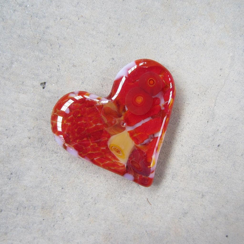 Fused Glass Heart: Red