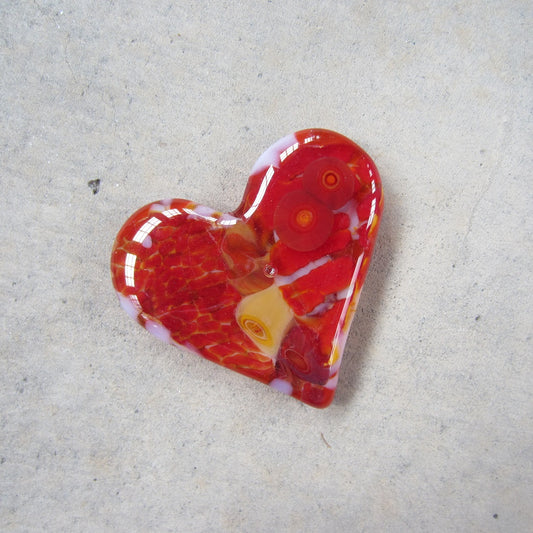 Fused Glass Heart: Red