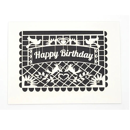 Laser Cut Greeting Card: Happy Birthday Papel Picado