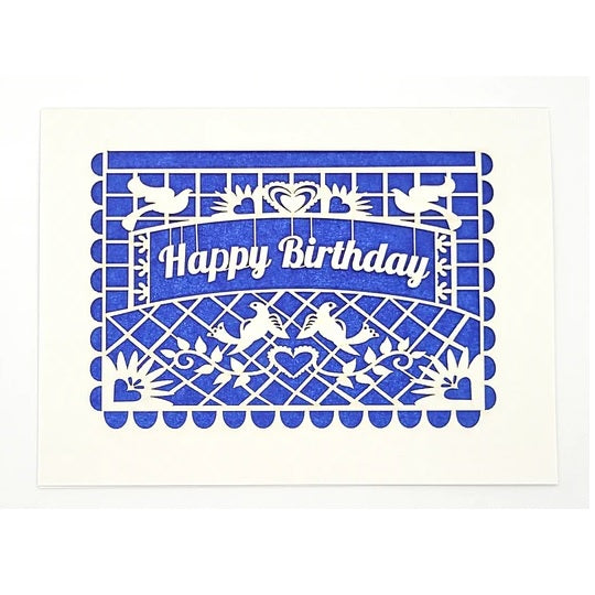 Laser Cut Greeting Card: Happy Birthday Papel Picado