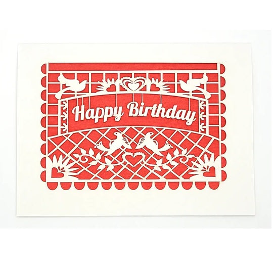 Laser Cut Greeting Card: Happy Birthday Papel Picado
