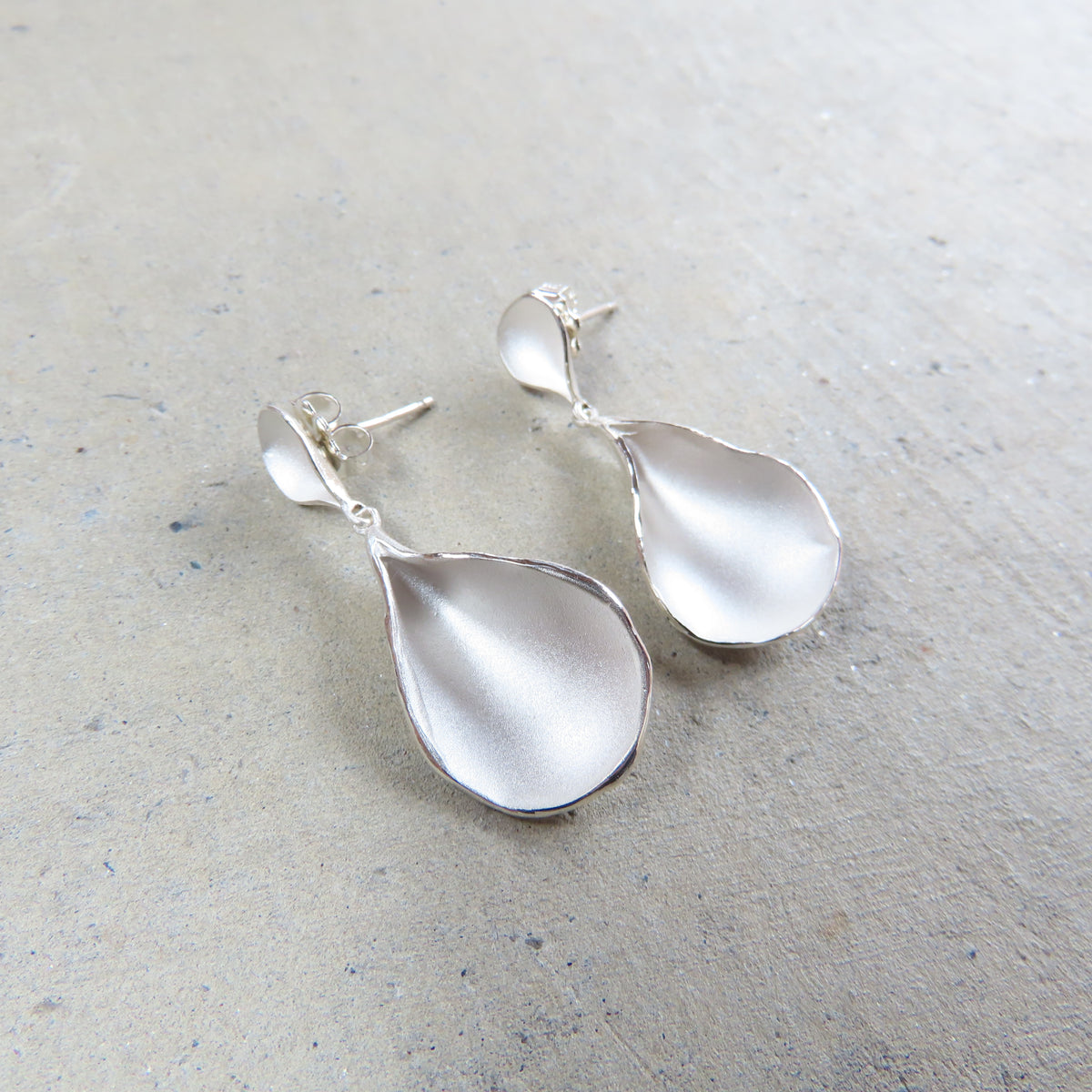 XL Petal Drop Stud Earrings in Sterling Silver