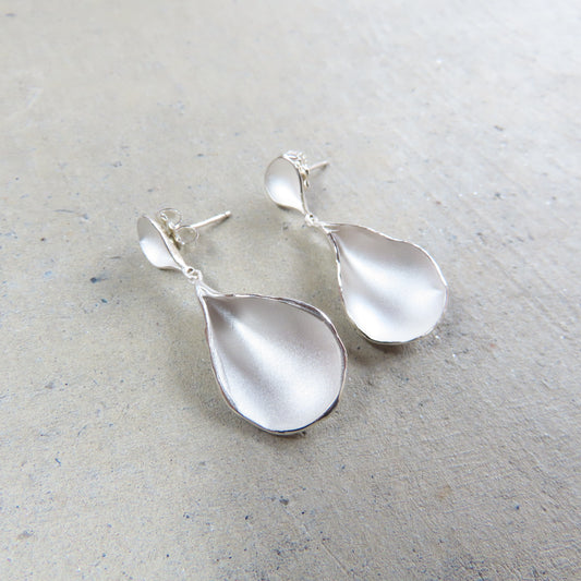 XL Petal Drop Stud Earrings in Sterling Silver