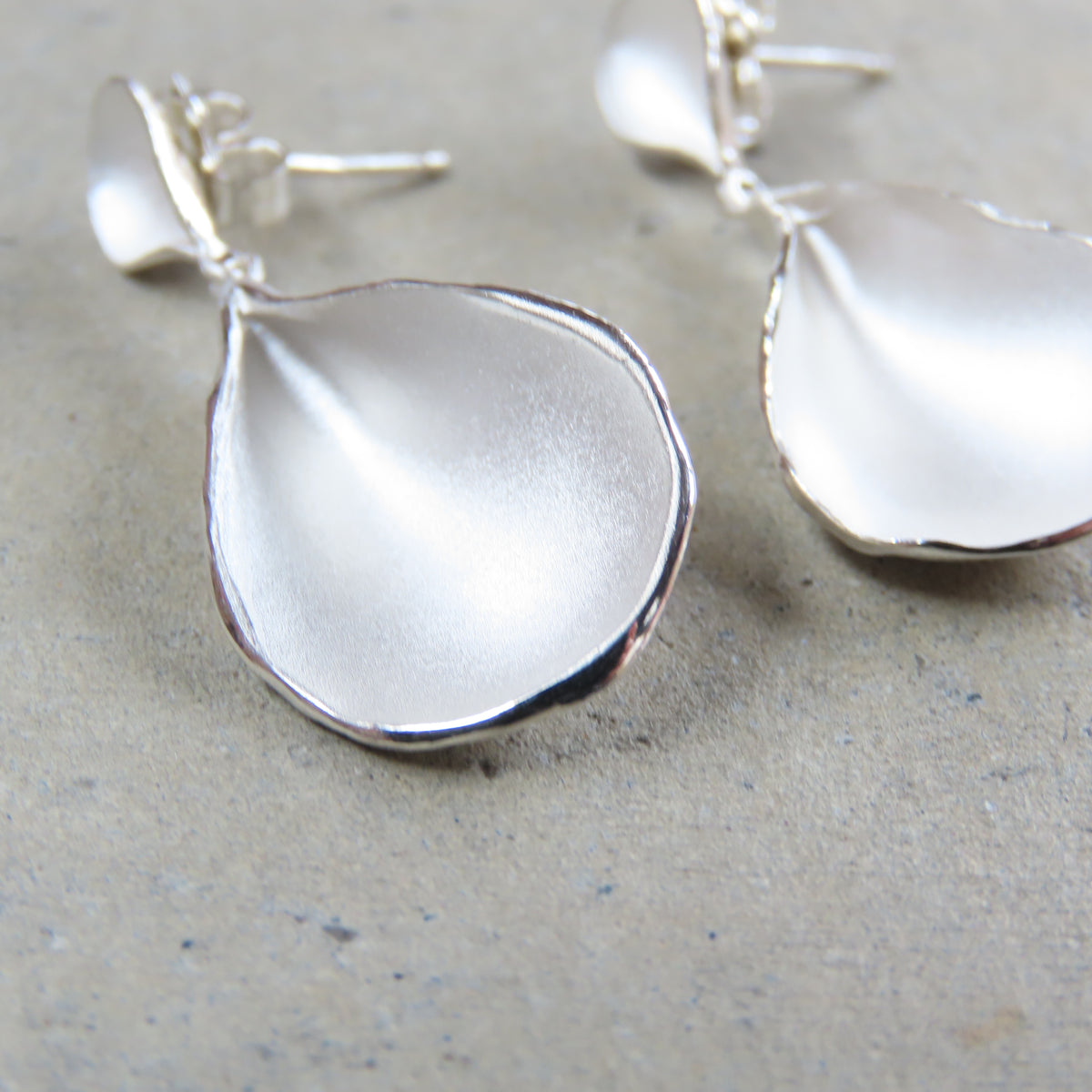 XL Petal Drop Stud Earrings in Sterling Silver