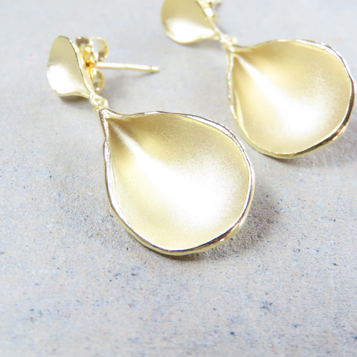 XL Petal Drop Stud Earrings in 18K Gold Vermeil