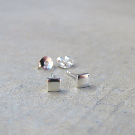 Abstract Studs: Silver Squares