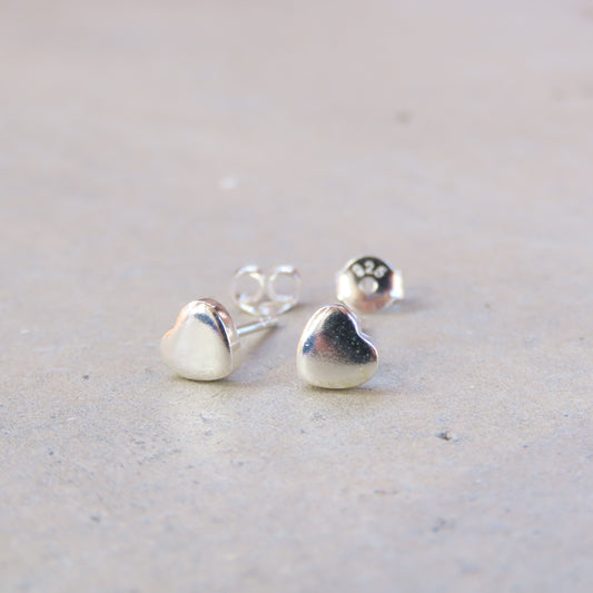 Abstract Studs: Silver Hearts