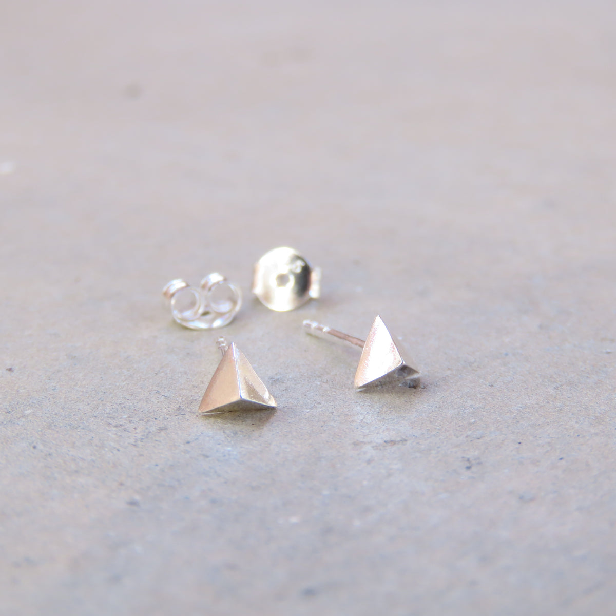 Abstract Studs: Silver Pyramids