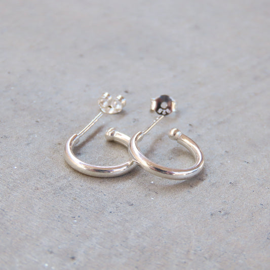 Abstract Studs: Silver Hoops