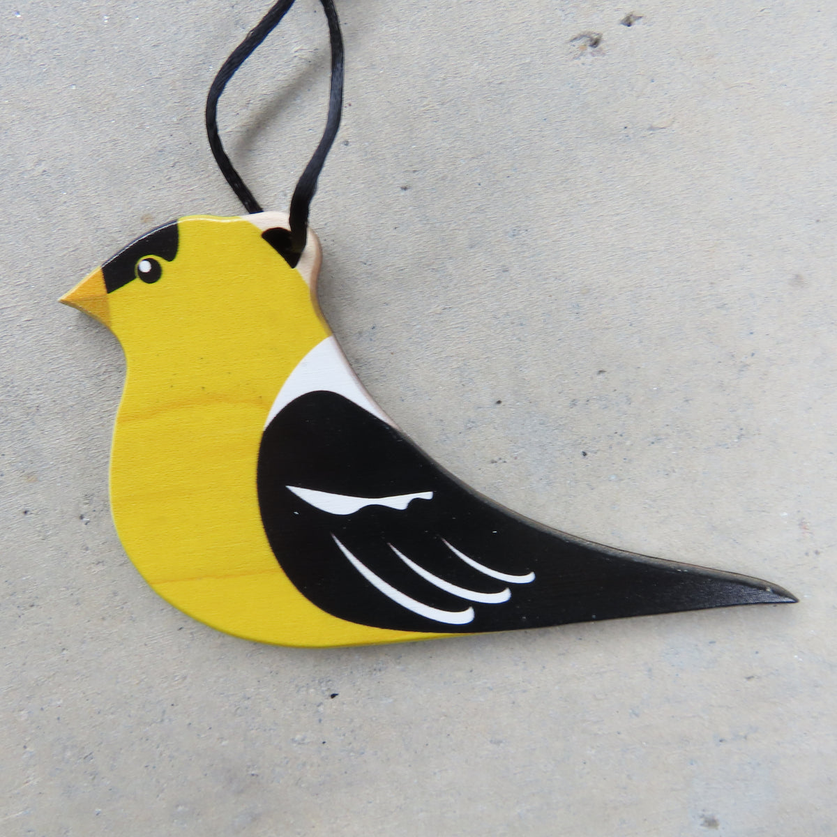 Wooden Holiday Ornament: Goldfinch