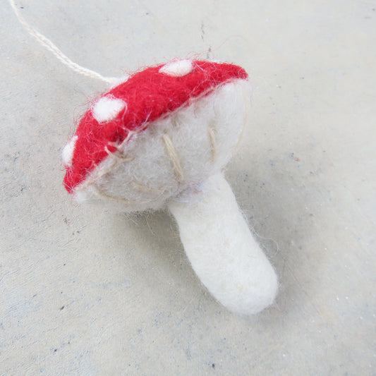 Felt Holiday Ornament: Red Mushroom