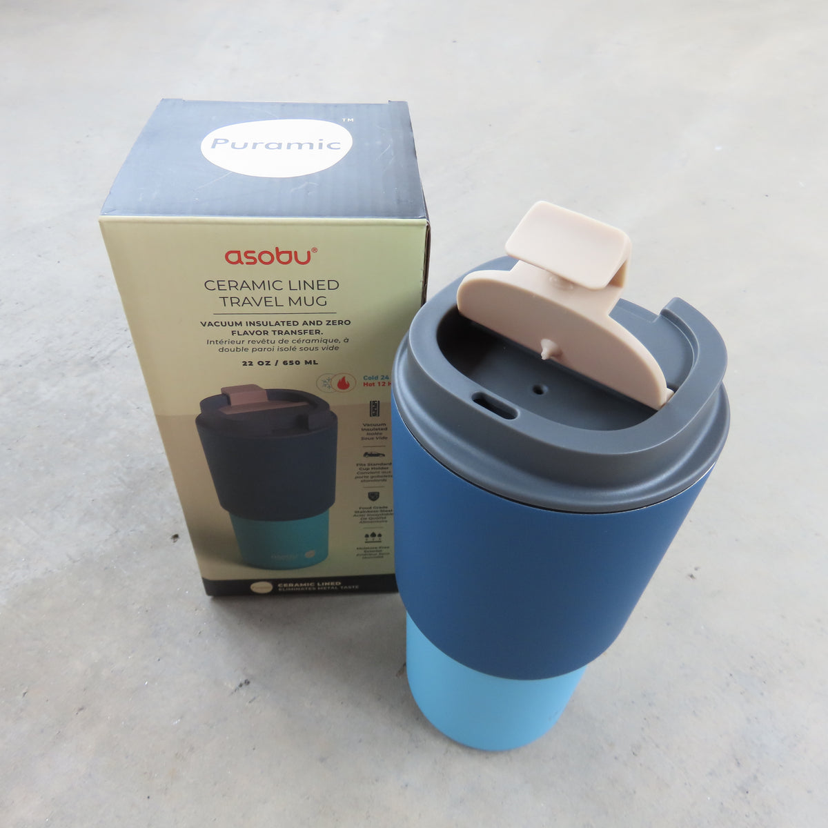 22oz Travel Mug: Pastel Blue Two Tone