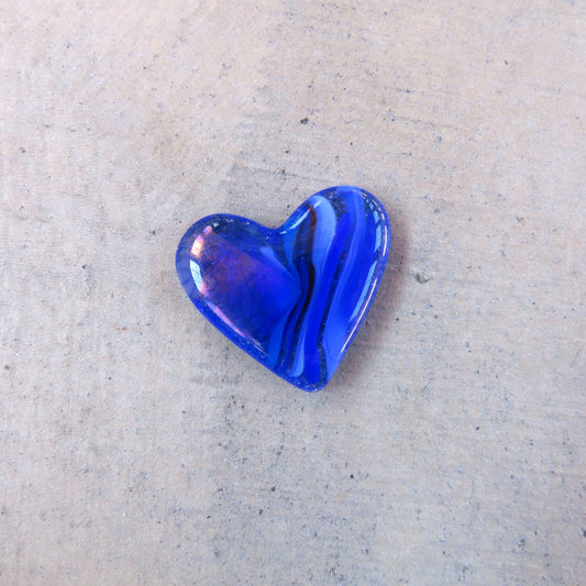 Mini Fused Glass Heart: Royal Blue