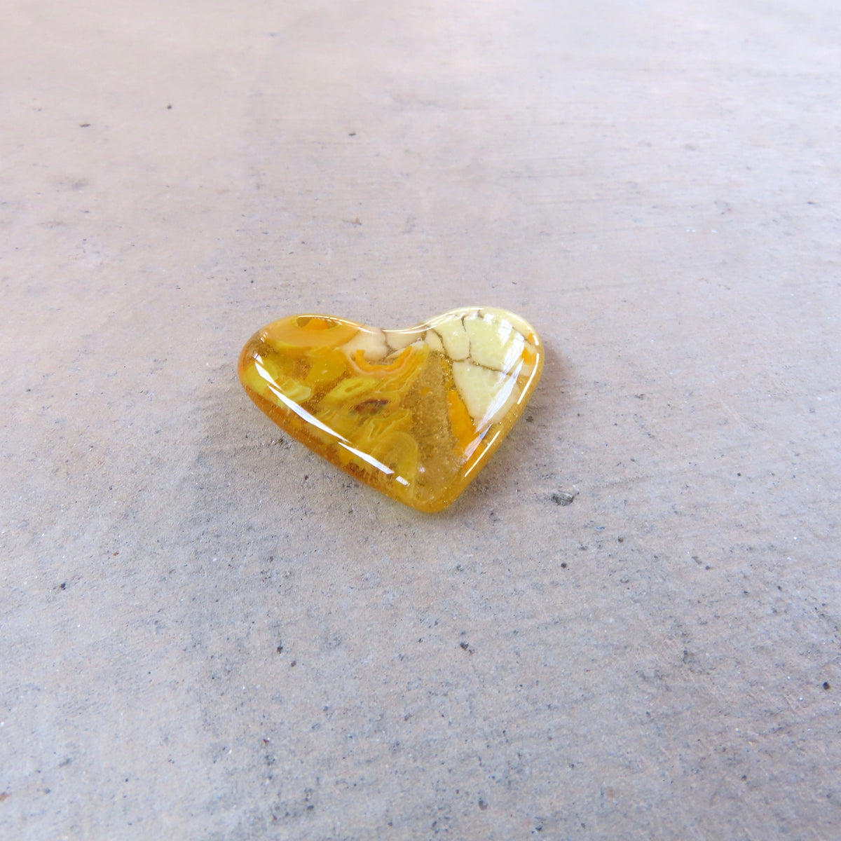 Mini Fused Glass Heart: Yellow