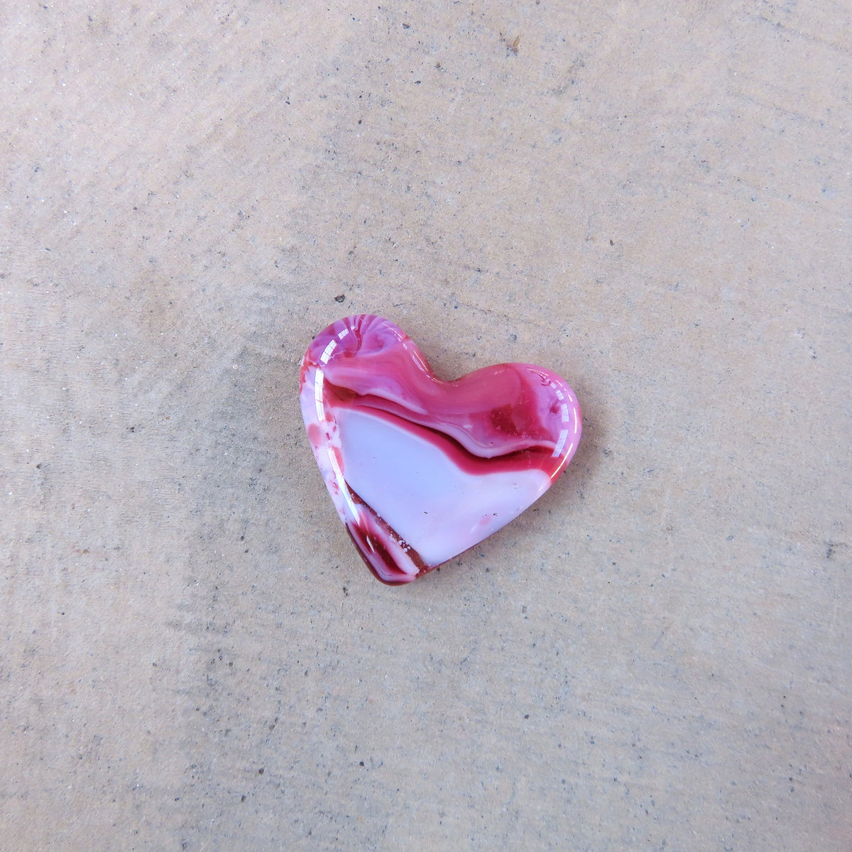 Mini Fused Glass Heart: Pink