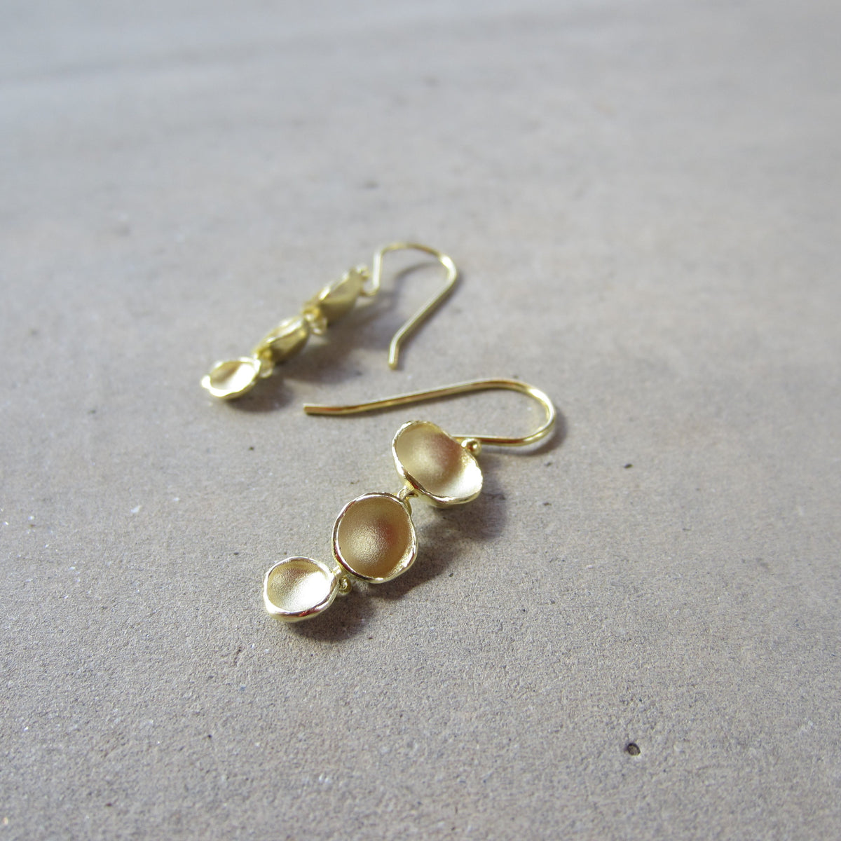 Triple Pod Link Earrings in 18K Gold Vermeil