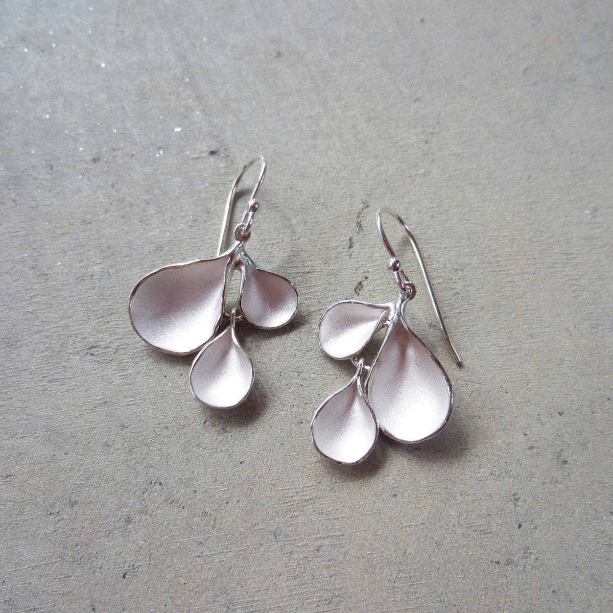 Falling Petal Earrings in Sterling Silver