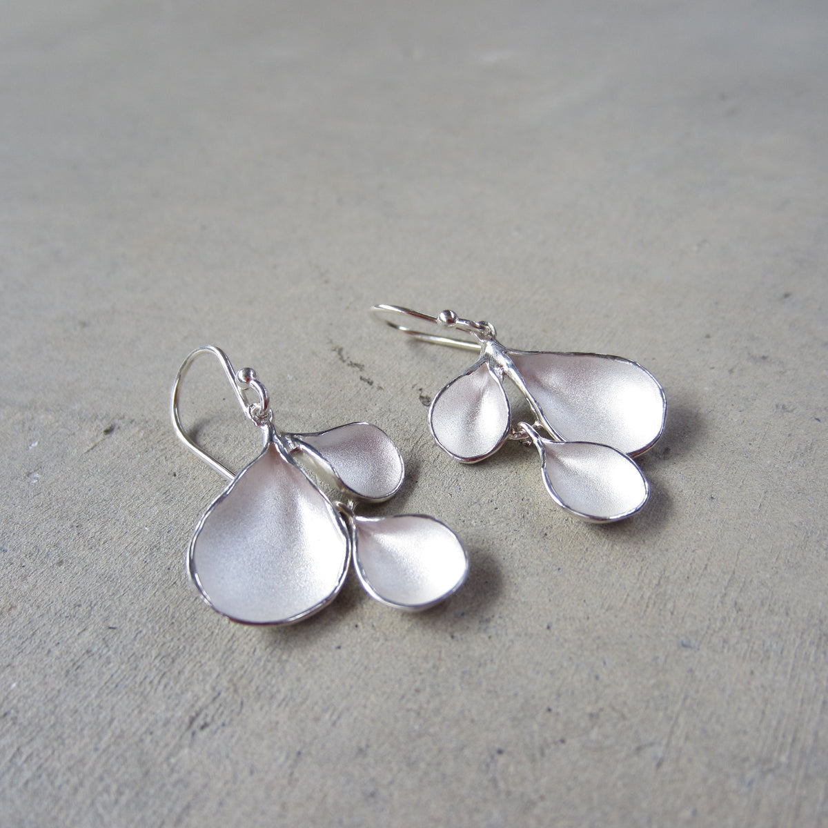 Falling Petal Earrings in Sterling Silver