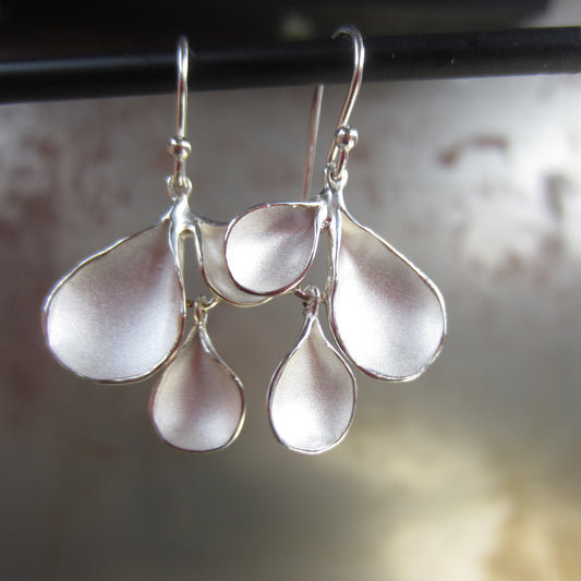Falling Petal Earrings in Sterling Silver