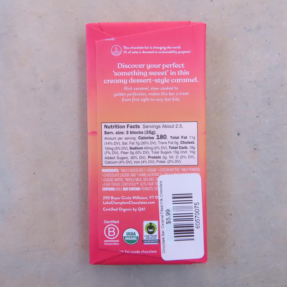 Chocolate Bar: Caramel Filled Milk Chocolate