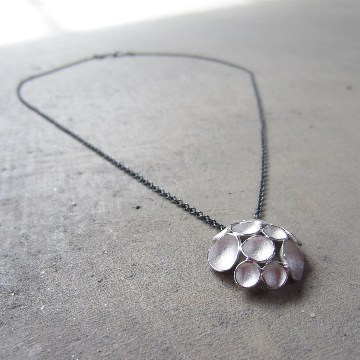Multi Pod Pendant in Sterling Silver on Oxidized Silver Chain