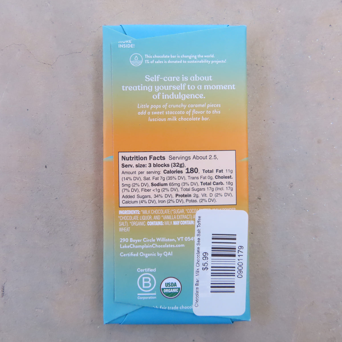 Chocolate Bar: Milk Chocolate Sea Salt Toffee