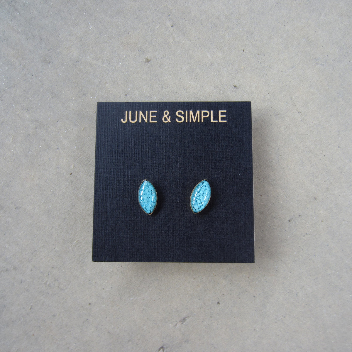 Crushed Stone Studs: Turquoise Small Teardrop