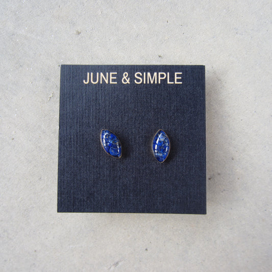 Crushed Stone Studs: Lapis Lazuli Small Teardrop