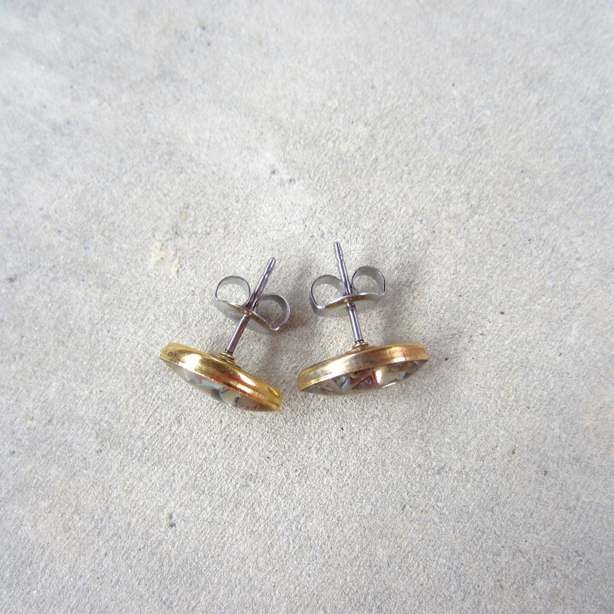 Crushed Stone Studs: Abalone Small Teardrop