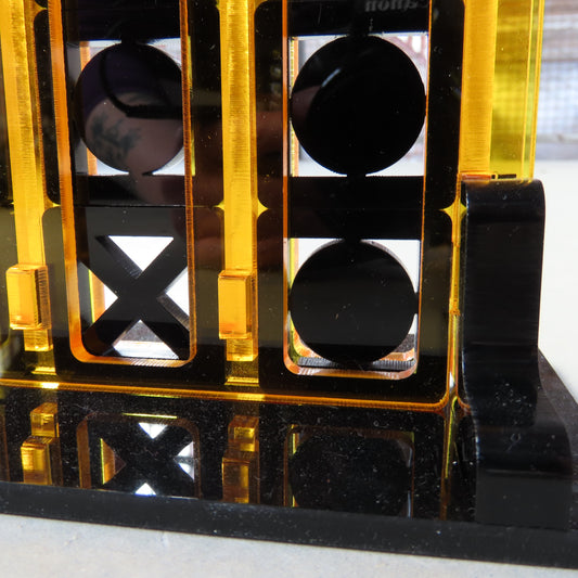 Acrylic Four In A Row Game: Roman Lattice in Black and Gold