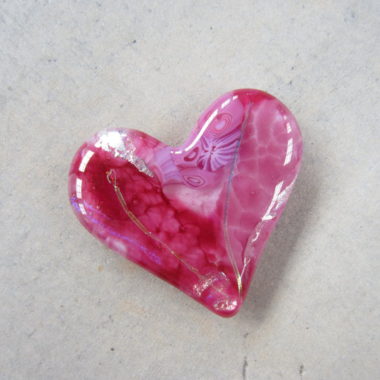 Fused Glass Heart: Shiny Pink
