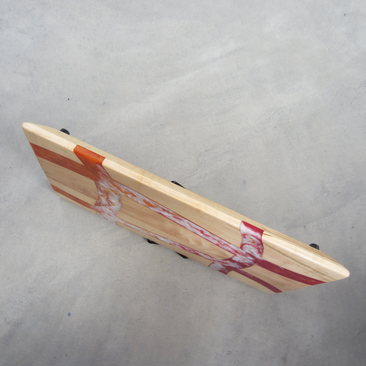 Large Serving Board: Maple with Red, Orange and White Epoxy Inlay