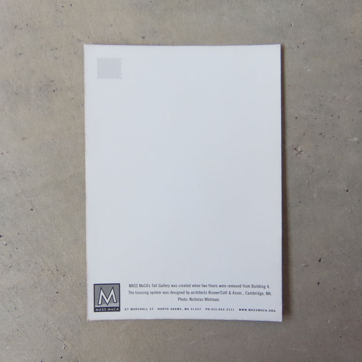 Vintage MASS MoCA Postcard: Tall Gallery